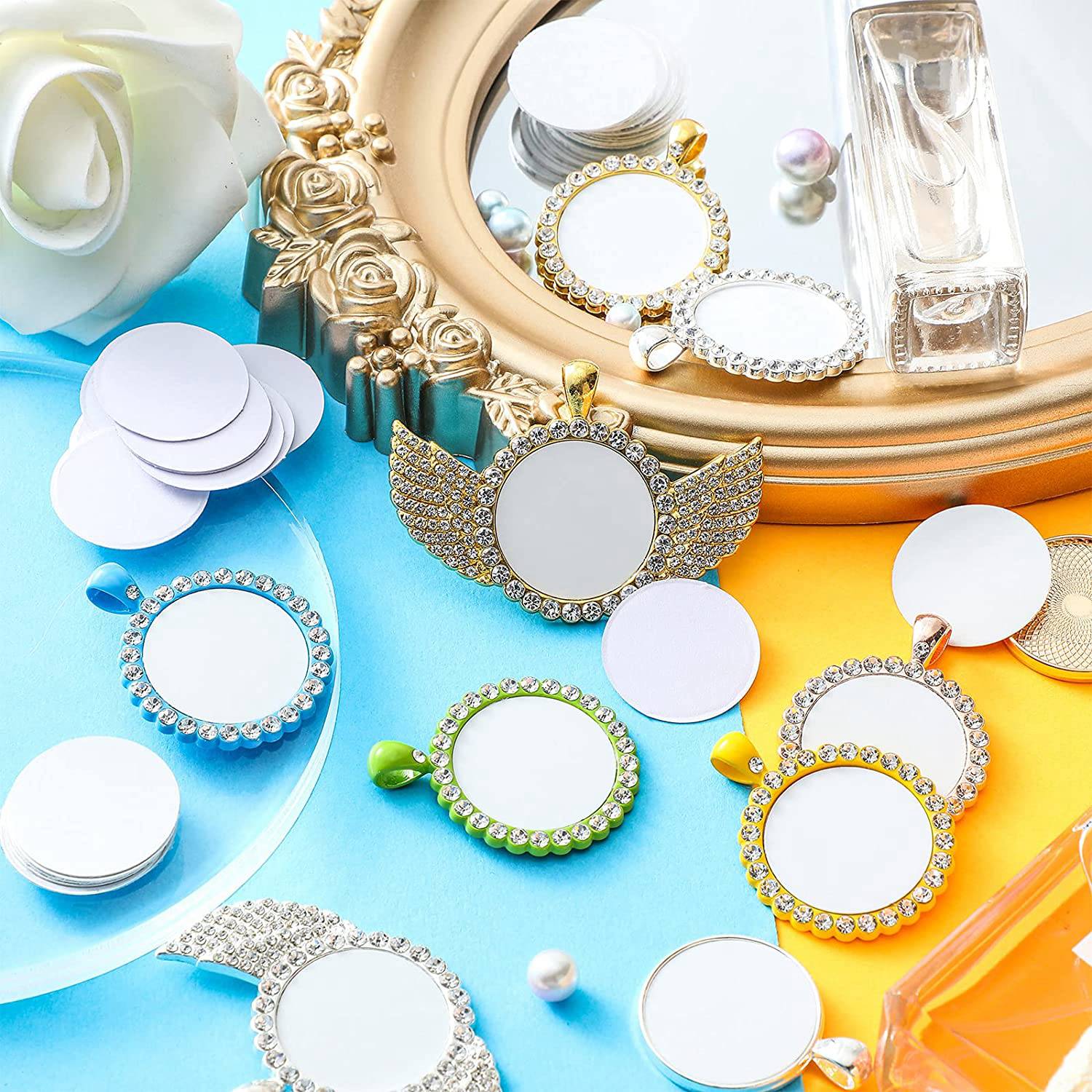 Bezels Set Pendant - AT35-Set di adesivi in alluminio bianco